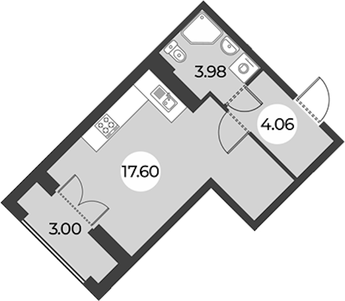 Квартира студия 27.14 м², 10/24 эт., ЖК «Огни Залива»